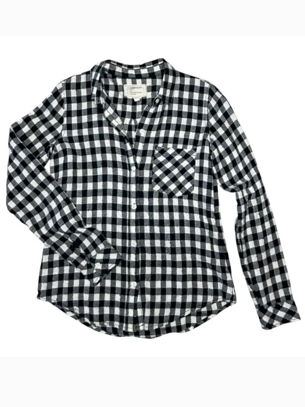 Current / ElliottWhite Black Plaid Gingham Button Down Shirt Blouse Size XS / 0